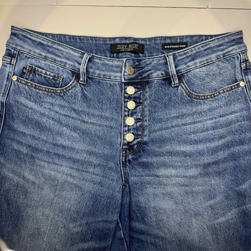 Judy Blue Slim Straight Rigid Women's 16W High Rise Button Fly Denim Jeans - Picture 3 of 7
